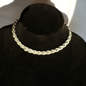 Rhinstone choker necklace in silver tone setting